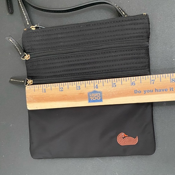 DOONEY & BOURKE North South Triple Zip Black Nylon Embroidered Duck Crossbody - Picture 8 of 15